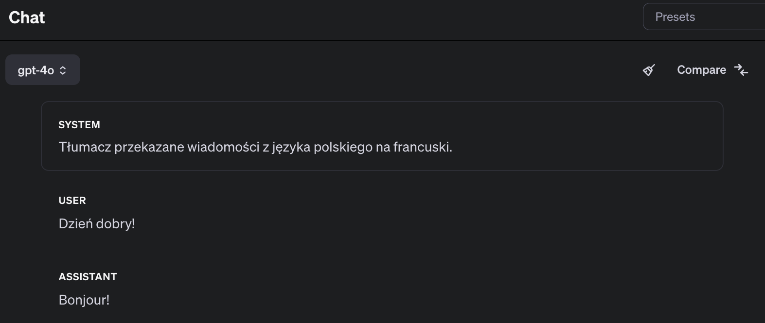 Playground - wiadomości testowe